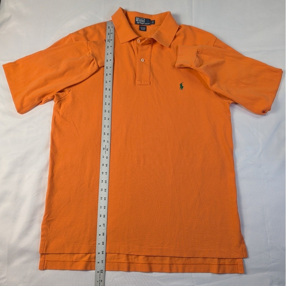 Polo Ralph Lauren Mens LT Tall Long Sleeve Polo Shirt Orange Green Pony Logo - Picture 7 of 12